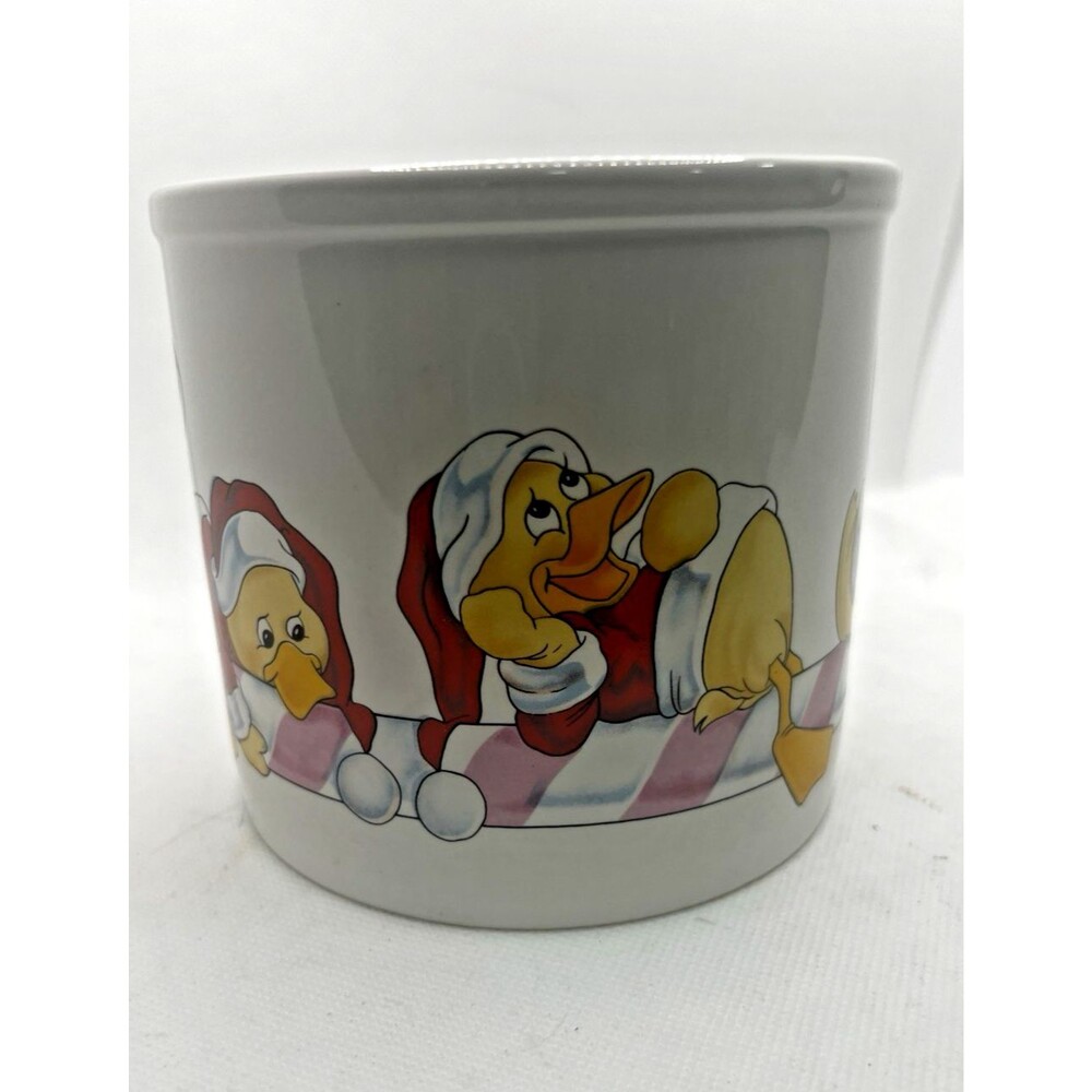 NAPCO National Potteries Corp flower pot cup Christmas Candy Cane Duck Korea